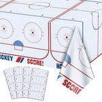 4Pcs Hockey Tablecloths Hockey Field Table Covers Hockey Party Decorations for Kid's Hockey Fans Birthday Sports Day Party Disposable Plastic Party Tablecloth 51in x 86in