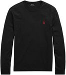 Polo Ralph Lauren Men Long Sleeve Pony Logo T-Shirt with Pocket (Black, S)