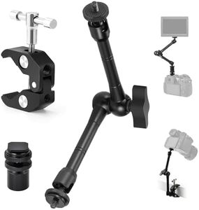 TARION Magic Arm with Super Clamp - 11in/28cm Adjustable Articulating Friction Camera Mount & Clamp with 1/4"" and 3/8"" Thread for LCD Monitor LED Light Flash Light Phone Action Cam, Black
