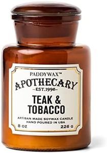 Paddywax Apothecary Soy Wax Scented Candle, 8-Ounce Glass Jar with Lid, Teak & Tobacco