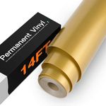 HTVRONT Gold Permanent Vinyl - 12" x 14FT Glossy Gold Adhesive Permanent Vinyl Roll Compatible with Cricut Cutting Machine, Silhouette, Cameo Cutters, Signs, Scrapbooking, Craft, Die Cutters