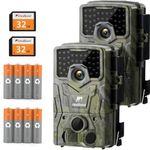 usogood Wildlife Camera - 4K 30fps 36MP 2 Pack Trail Camera with Night Vison Motion Activated with 8 Batteries and 2 32GB Memory Cards - 120°Detection Angle 850nm IR LEDs IP66 Waterproof