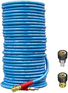 POHIR 150ft Pressure Washer Hose 3/8" 4800 PSI, Kink Resistant Industrial Grade Hose with Quick Connect Ends and Adapters for Hot & Cold Water up to 248°F, Steel Wire Braided Hose for Power Washing