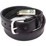 Hidden Money Pocket Travel Leather Belt, Black, 34" (Waist 32)