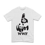 WWF PANDA WRESTLING SAVE THE PANDA FUNNY WHITE T-SHIRT (XXL)