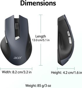 Acer Wireless Mouse – Adjustable 3 DPI, Ergonomic Design