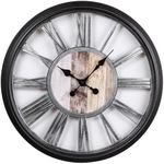 Kiera Grace Wall Clock, 20 Inch, Dublin Aged Silver Wall Clocks Battery Operated, Industrial Vintage Roman Numeral Farmhouse Decor for Living Room, Kitchen, Bathroom