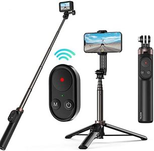 TELESIN Vlog Selfie Stick with Bluetooth Remote Control for Go Pro Hero 12 11 10 9 Go Pro Max Camera,Selfie Pole Extendable Monopod with Phone Clip Wireless Remote for iPhone Android Cell Phone Tripod