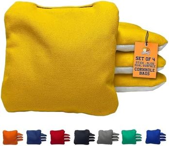 Cornhole365 Stick & Slide Cornhole Bags - Resin Filled, Canvas and Suede, Tournament Bean Bags, Regulation, Slick Shot Bags, Cornhole Bags - Yellow - Set of 4