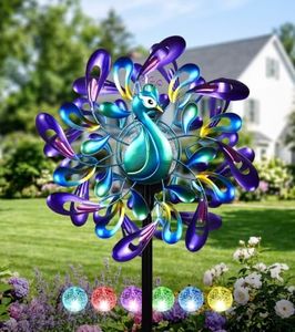VUFOZ Peacock Wind Spinners Outdoor for Garden, Colorful Metal Kinetic Yard Art with Radial Motion, Decorative Outdoor Wind Sculpture for Lawn, Patio & Walkway