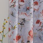 MYSKY HOME Floral Curtains for Living Room Vintage Floral Curtains Drapes 84 Inches Room Darkening Thermal Insulated Curtain Panels with Grommet, 2 Panels, 52 x 84 Inch, Grey and Red