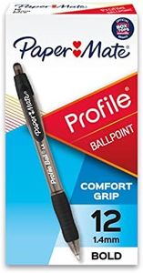 Papermate Retractable Ballpoint Pens Paper Mate Profile Retractable Ballpoint Pens, Bold (1.4mm), 12 Count, Black, (89465)