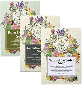 Olive Oil Soap, Charcoal Soap, Green Tea, Lavender Soap (125gm Pack of 3) | Natural Soap Handmade Organic Soap Paraben & Chemical-Free | Bath Soap for Men Women