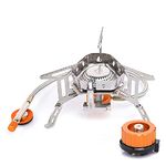 Widesea Camping Stove Gas Portable 3500W Windproof Camping Stove Outdoor Cooking Hiking Picnic and Trekking Field Adjustable Burner Way (silver White)