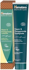 Ecocert Cosmos Natural Certified Himalaya Botanique Neem & Pomegranate Toothpaste with Organic Herbal Extracts, Fights Plaque, Brightens Teeth, No Fluoride, SLS Free, Vegan, 75ml