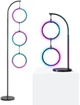 Brightech Nova Modern Color Changing Floor Lamp and Table Lamp Bundle - LED Lamp with Stunning RGB Color Gradient and Contemporary 3-Circle Ring-Style Pendant - Corner or Over-The-Couch Arching