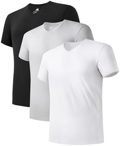 DAVID ARCHY Men's Undershirt Bamboo Rayon Moisture-Wicking T-Shirts Stretch V-Neck Tees for Men, 3-Pack (S, Black/White/Light Gray)