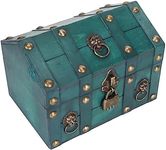 Gugxiom Pirate Treasure Chest, Wooden Treasure Box with Combination Lock, Handmade Decorative Box, Vintage Wood Box for Jewelry Storage, Desktop Storage, Pirate Decor (Green)