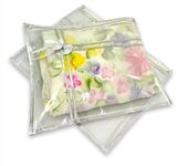 RAAHII 5 piece transparent flowersingle Saree/Suit Packing Sari Cover/Bag Organizer with zip for Wardrobe Storage and wedding gifting,dress covers (Silver, Pack of 5)