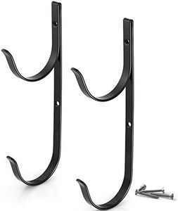 Aquatix Pro Pool Pole Hanger Premium 2pc Black Aluminium Holder Set, Ideal Hooks for Telescopic Poles, Skimmers, Leaf Rakes, Nets, Brushes, Vacuum Hose, Garden Tools and Swimming Pool Accessories