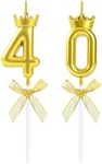 EAKE Crown Number 40 Candle Gold 40th Birthday Candle for Men Women Happy 40th Birthday Cake Topper or Wedding Anniversary Party Celebration Decoration