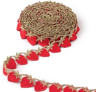 5 Yards Red Strawberry Lace Trim Fabric Ribbon for Sewing Crafts Decoration (Red #YQ-C01)