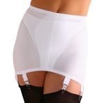 Nylon Dreams 6 Strap Girdle Open Bottom Controlling Shapewear Vintage Look and Feel NDG6 (as8, alpha, x_s, regular, regular, White)
