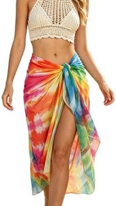 MissShorthair Women Beach Sarong Chiffon Swimsuit Cover Ups, High Slit Vacation Pareos Swimwear Bikini Wrap Bathing Suit