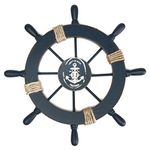 Rosenice Wooden Pirate Tiller Ship Wheel Wall Decoration with Anchor