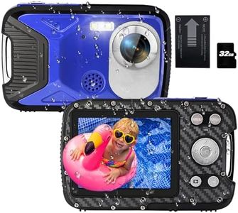 Digital Camera,Kids Waterproof Camera for Snorkeling,30MP 1080P Point and Shoot Cameras with 2.8" 18X Digital Zoom,17FT Underwater Camera with a Battery and 32GB Micro Card Compact Cameras