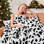 Cow Print Heated Electric Blanket Throw,50X60 Black Heating Blanket with 10 Heats Levels & 8 Hours Auto Off,Cute Cow Decor Stuff Soft Fleece Sherpa Blankets Warmer Gifts for Women Washable,ETL