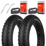 CooMeng 2 Pack 20x4.0 24x4.0 26x4.0 Inch Fat Bike Tires Replacement Set – Heavy Duty Folding Electric Bicycle Tires with Bonus Tubes and Levers for Wide Mountain and Snow Adventures