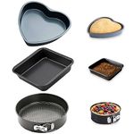 Curated Cart Premium Cake Making Set - Combo Carbon Steel Cake Baking for Microwave OTG Oven and Dishwasher Safe (Heart & Square Cake Tin + Cake Mould)