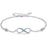 MEDWISE Womens Infinity Anklet Bracelet 925 Sterling Silver Endless Love Symbol Ankle Bracelet Adjustable Plus Size Large Bracelet Gifts for her Valentines Day Mother’s Day Gifts, 8.7 inch, Metal,