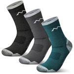innotree 3 Pack Men's Merino Wool Hiking Socks, Micro Crew Cushioned Hiking Walking Socks Moisture Wicking Trekking Socks, Medium