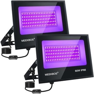 MEEKBOS Luce Nera UV, 2 Pezzi 60W Faretto UV LED con Spina, IP66 Impermeabile Faretto Ultravioletta,385-400nm Black light per Festa,Pittura Fluo,Poster Fluorescente,Bar,Halloween,Party,Discoteca