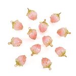 Beadthoven 20pcs Epoxy Resin Flower Bud Charm Pendants Handmade Dried Flower Dangle Pendants with Peg Bails for DIY Bracelet Earring Necklace Jewelry Making Hole: 1.2mm (Pink)