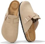 Project Cloud Mens Clogs - Full Grain Genuine Leather Memory Foam Clogs for Men Arch Support Cork Footbed - Non Slip Platform Mules (Brooklyn, SANSUE,11.5) Sand Suede