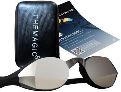 THEMAGIC5 VECTOR Swim Goggles for Men and Women - The World's 1st Custom Fit Swimming Goggles for Adults - QR Code Ships by Mail - Anti-Fog Competitive Racing Pool (VECTOR BLACK MAGIC MIRROR SILVER)