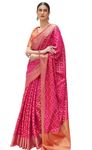 SWORNOF Women's Patola Silk Saree With Unstitched Boluse Piece (RANI)