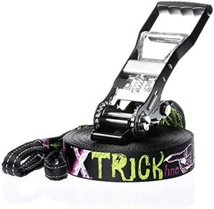 SPIDER SLACKLINE TKS03 - Slackline Kit TRICK line - Workout and Balance Training, Walk & Freestyle - Ratchet, Tree Protectiont Sling Bag - for Beginners and Experienced Slackliners - Length 25 m