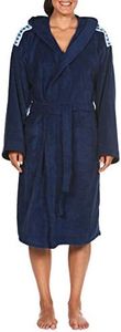ARENA Unisex Core Soft Robe Bathrobe, Navy/White, Medium