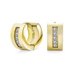 Channel Set Cubic Zirconia CZ Wide Fashion K-pop Hoop Huggie Earrings For Men For Women Gold Plated Stainless Steel