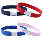 Kajeer 4PCS Kids Boys Adjustable Magnetic Belt - Big Elastic Stretch Belt with Easy Magnetic Buckle for 2-15 Years Boys Girls (Pink/Red/Navy Blue/Royal Blue)