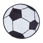 HOMESCAPES - 100% Cotton Washable Tufted Football Round Rug Bath Mat or Children's Rug, 80 cm