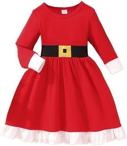 Tkria Toddler Girls Swing Dress Baby Girl Rainbow Dress Striped Fall Dress Cartoon Cotton Long Sleeve Casual Dressy 2-7T, B1-santa, 3 Years