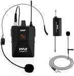 Pyle UHF Wireless Microphone System Kit - Portable Professional Cordless Microphone Set Wireless Mic Kit w/Headset Mic, Lavalier Mic, Beltpack Transmitter, Receiver - Karaoke & Conference PDWMU112