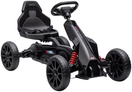 Aosom Kids Pedal Go Kart Adjustable Seat Swing Axle Handbrake for 3-8 Black