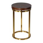 Cortesi Home Side Table in Gold Stainless Steel and Wood Top, Metal, 14" Round