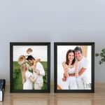 amazon basics Photo Frame Set of 2 | Polystyrene & Glass | Wall Mount & Tabletop Stand | Rectangular (Black)